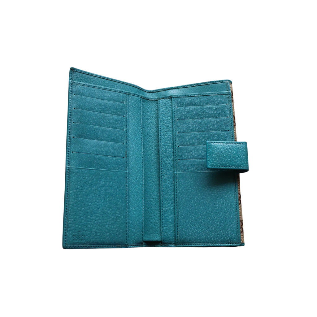 vintage gucci GG canvas metal bar continental wallet