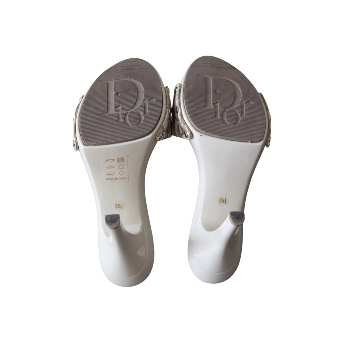 christian dior trotter rose buckle mule heels