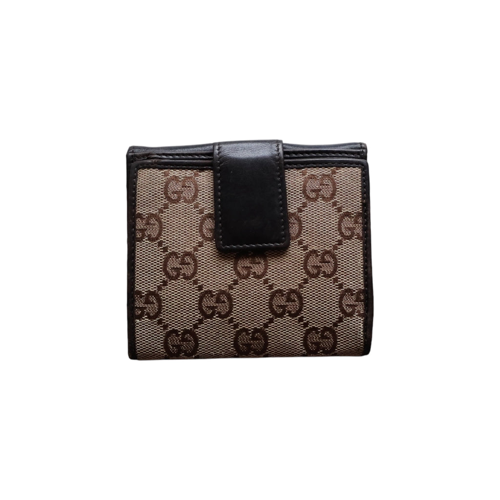 gucci GG canvas metal bar wallet