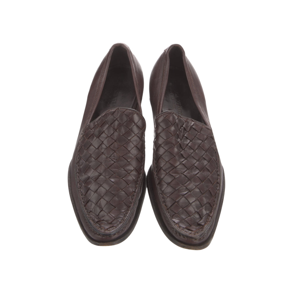 bottega veneta intrecciato weave leather loafers