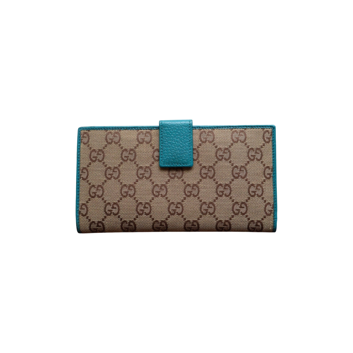 vintage gucci GG canvas metal bar continental wallet