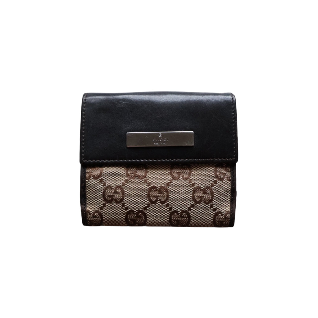 gucci GG canvas metal bar wallet