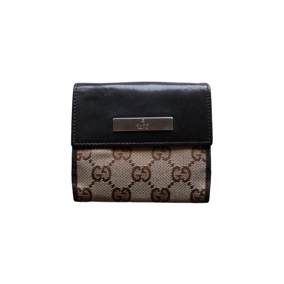 gucci GG canvas metal bar wallet