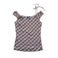 burberry blue label nova check tie shoulder top