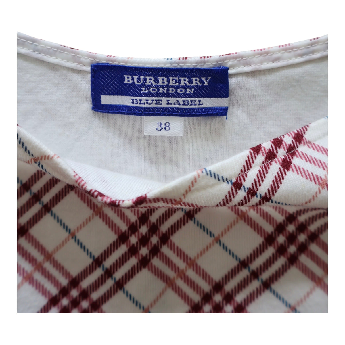 burberry blue label nova check tie shoulder top