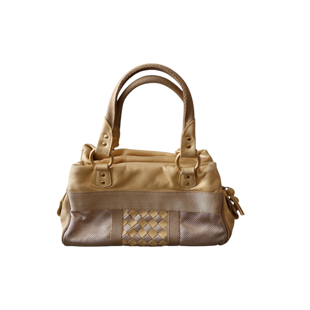 bottega veneta metallic intrecciato handbag