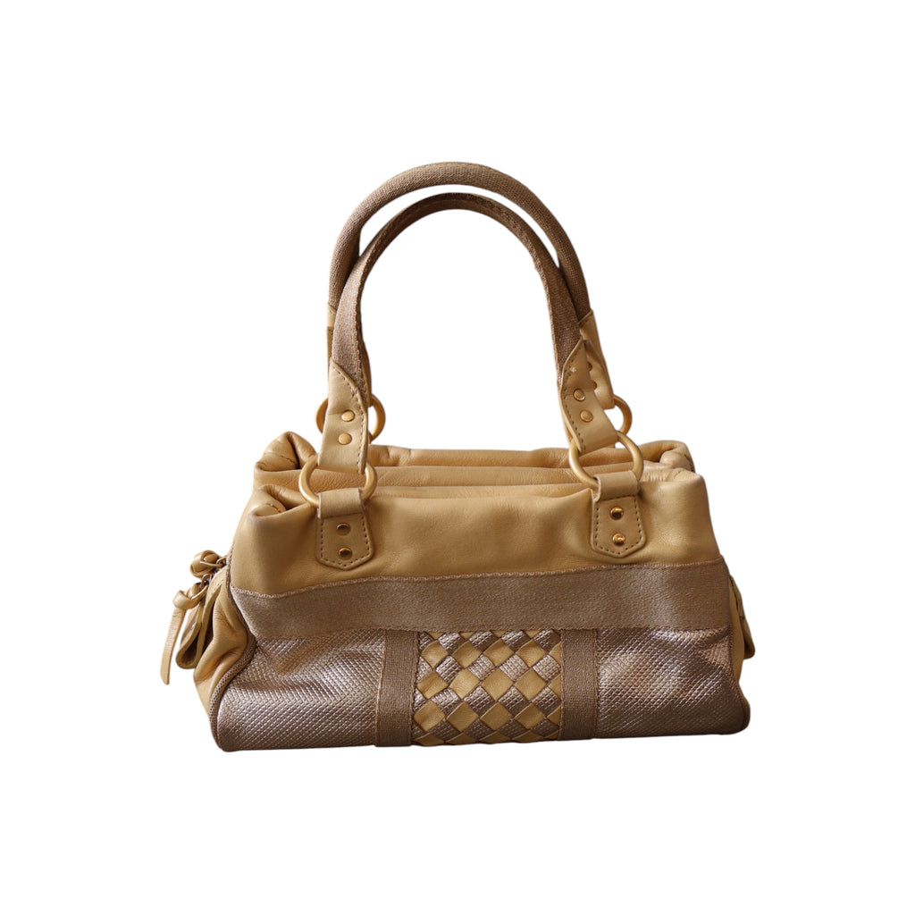 bottega veneta metallic intrecciato handbag
