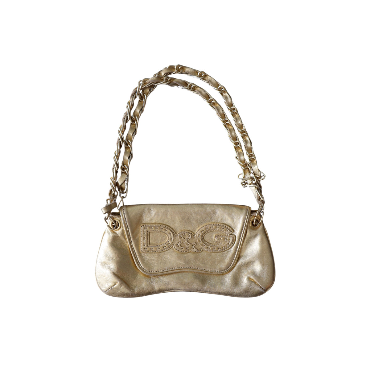 d&g 2000s gold logo shoulder bag