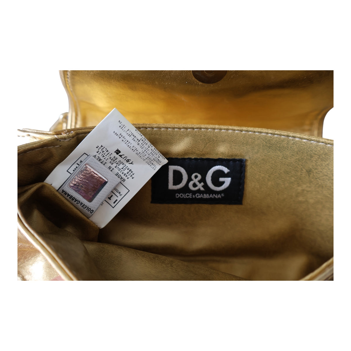 d&g 2000s gold logo shoulder bag