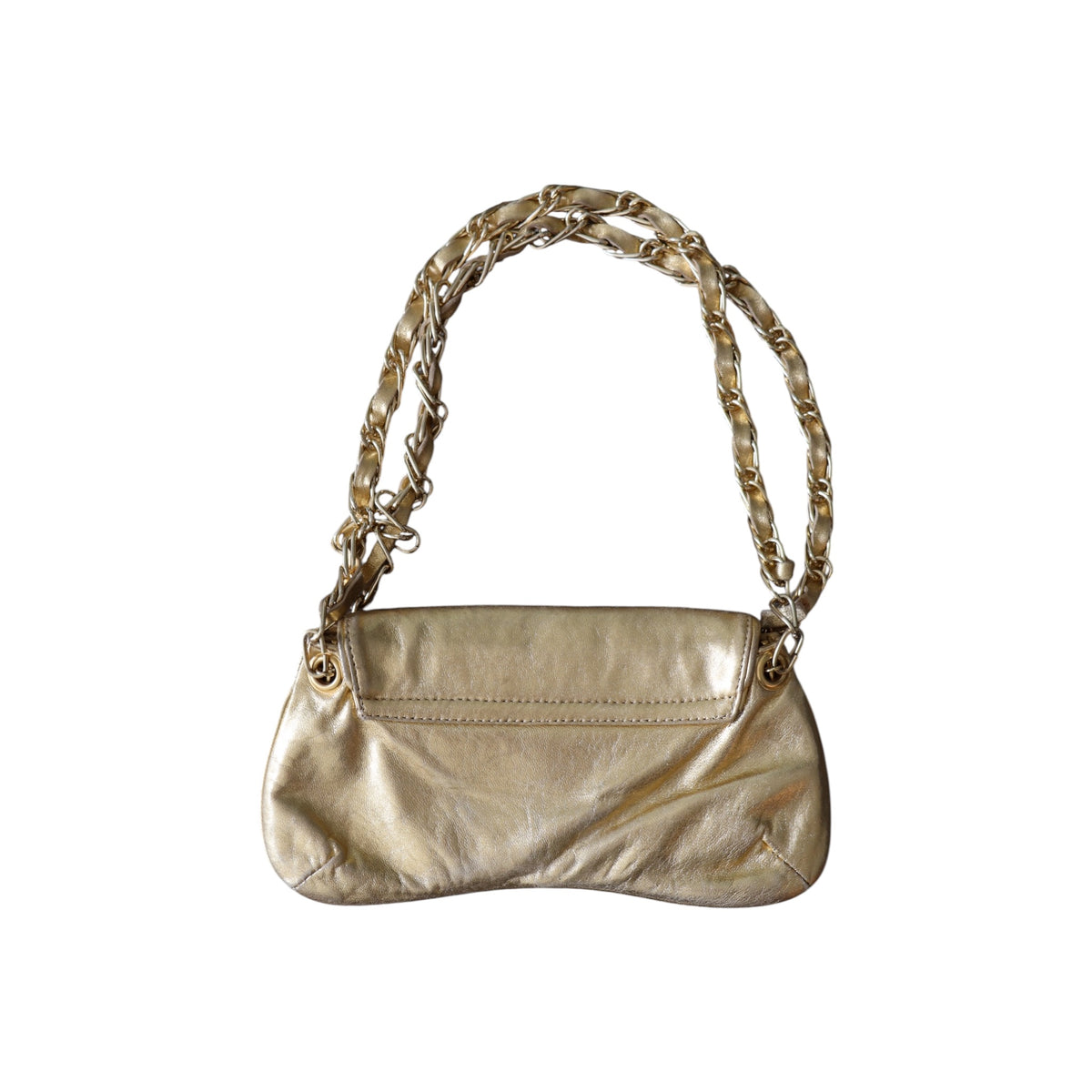d&g 2000s gold logo shoulder bag