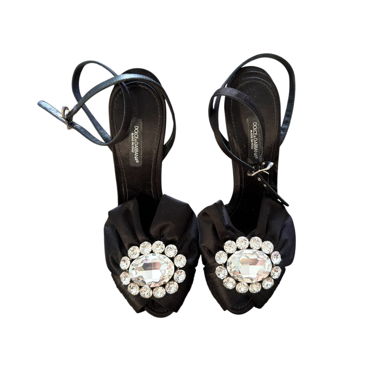 dolce & gabbana
satin crystal embellishments slingback pumps