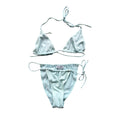 D&G baby blue string bikini with a classic triangle top and tie-side bottoms