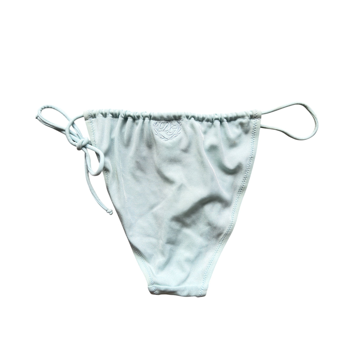 D&G baby blue string bikini with a classic triangle top and tie-side bottoms